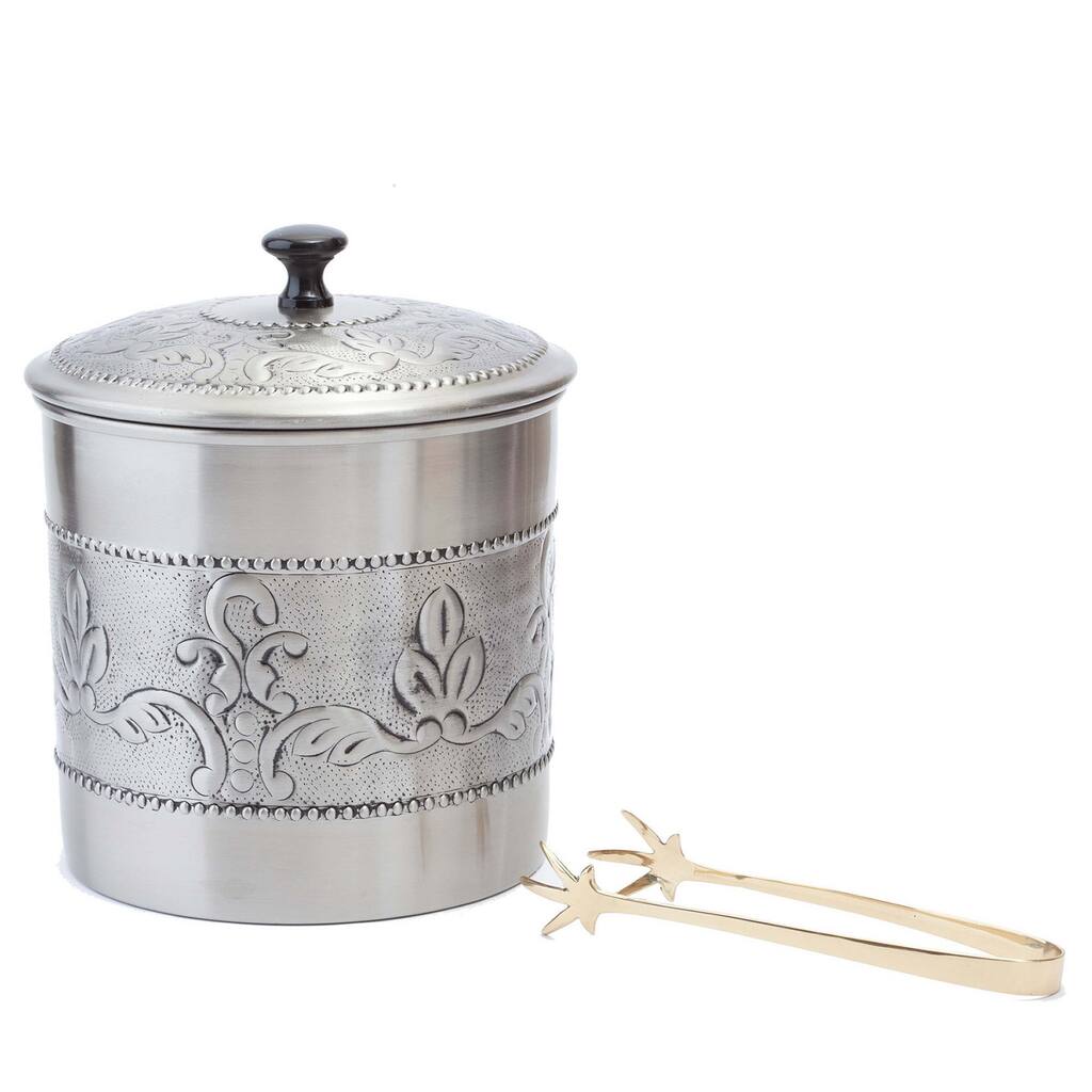 Old Dutch Antique Embossed 'Victoria' 3-quart Ice Bucket with Liner and Tongs
