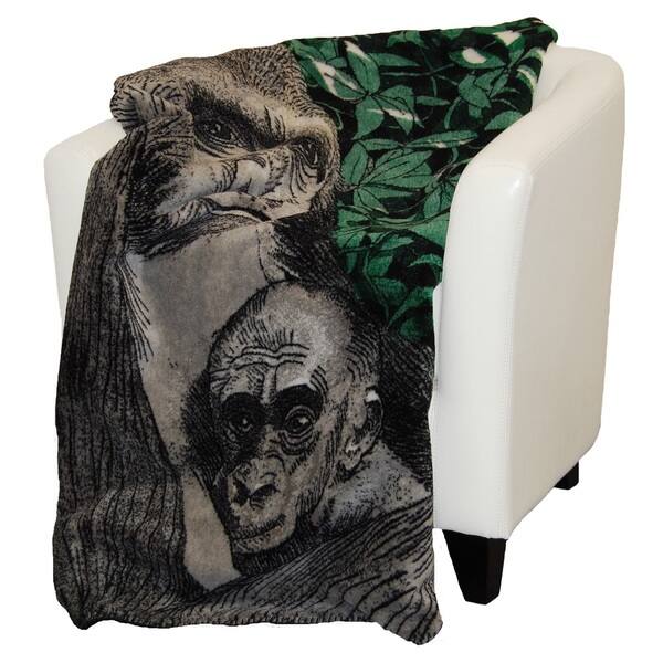 Shop Denali Mother And Baby Gorilla Black Micro Plush Throw