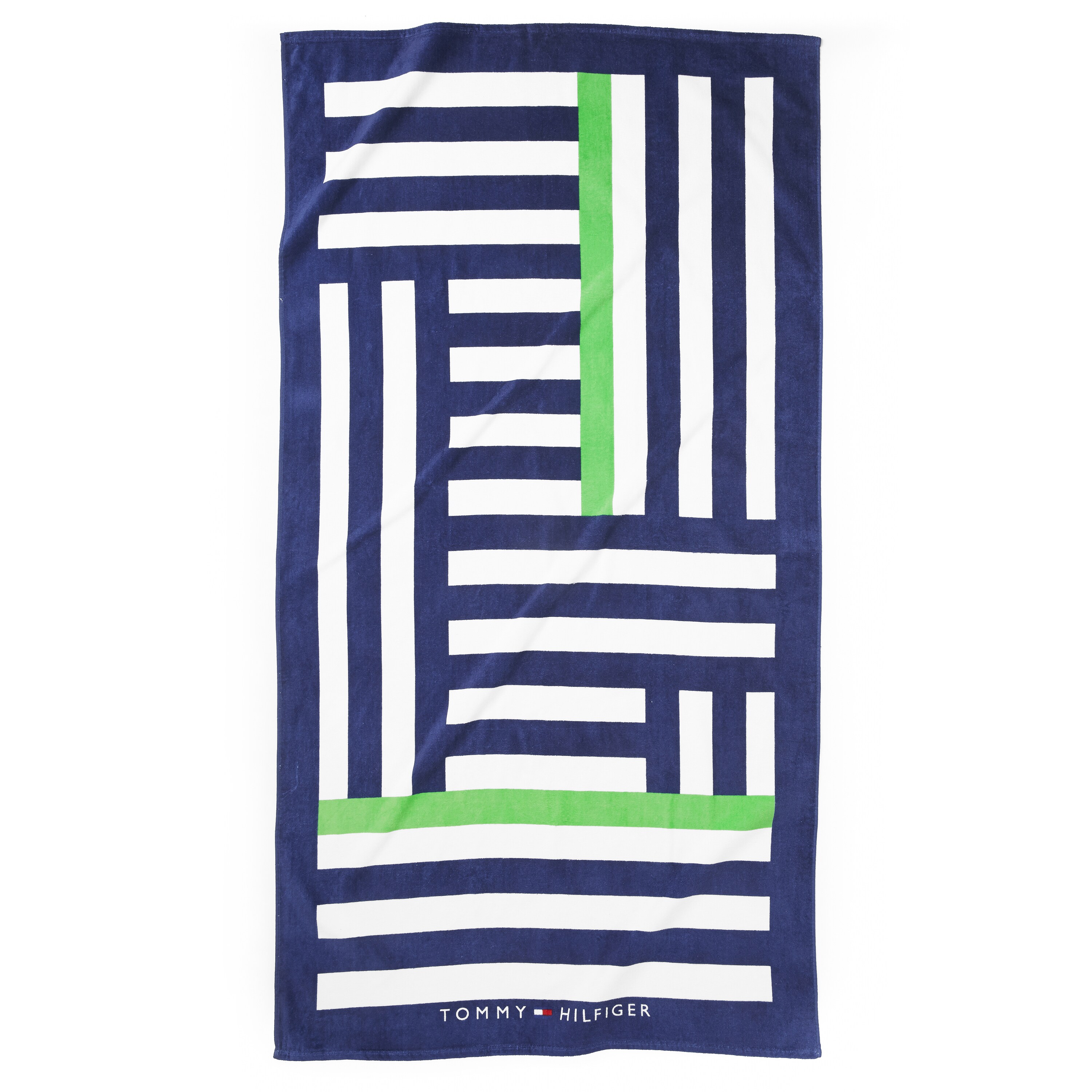 green and white striped beach towels