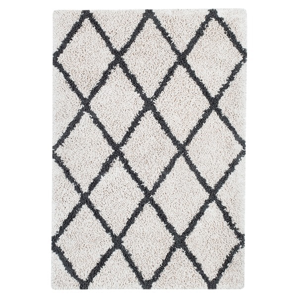 Jani Shag Ivory and Graphite Grey Eco Silky Shag Rug (8' x 10')