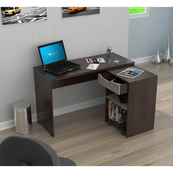 Shop Inval America Espresso Desk with Swingout Storage Free Shipping