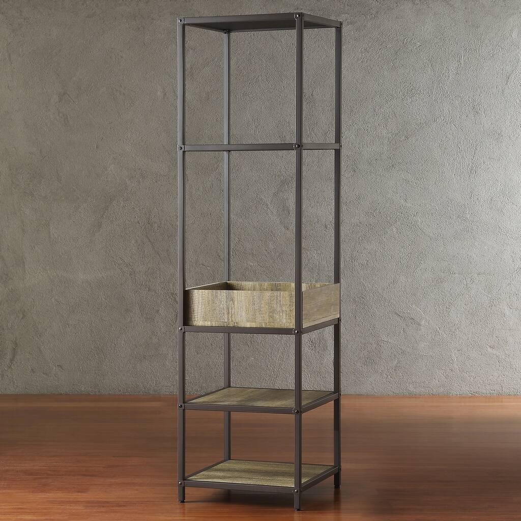 Sadie Industrial Rustic Open Crate Shelf Media Tower by iNSPIRE Q Classic