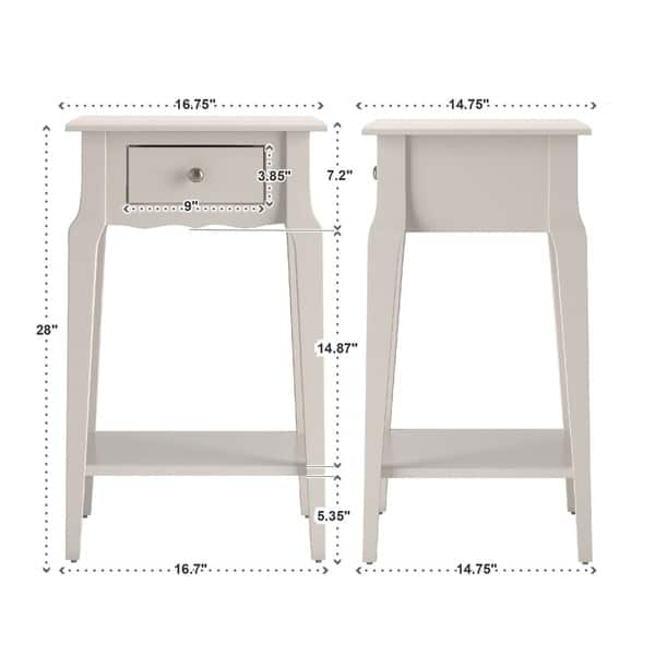 dimension image slide 1 of 2, Daniella 1-Drawer Wood Storage Accent End Table by iNSPIRE Q Bold