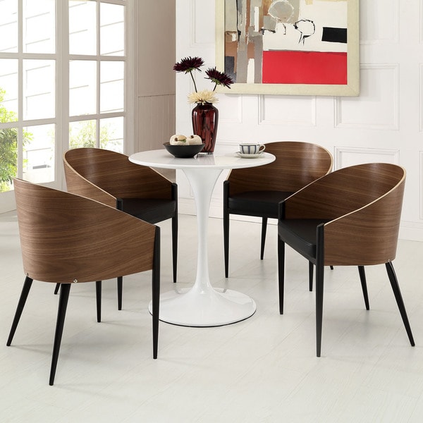 Cooper Walnut Veneer Wrap around Dining Chairs (Set of 4)