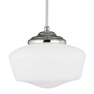 Academy Large 1-light Chrome Pendant with Satin White Schoolhouse Glass ...