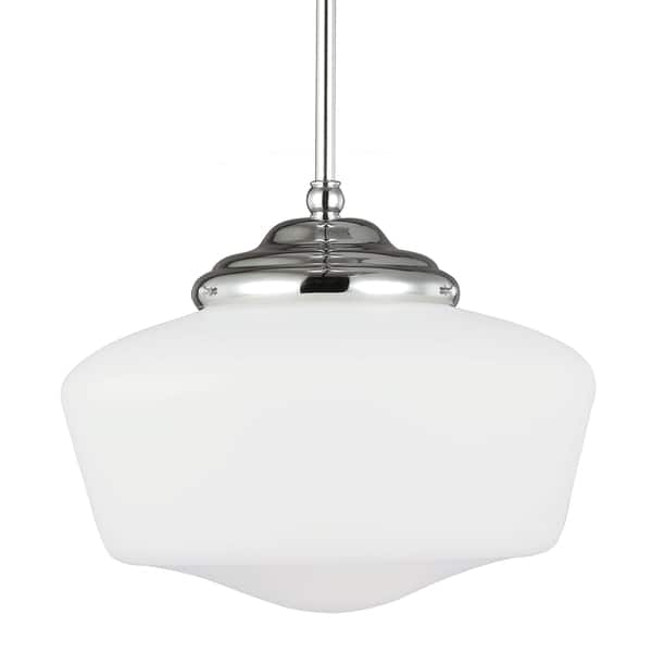 Academy Large 1-light Chrome Pendant With Satin White Schoolhouse Glass 