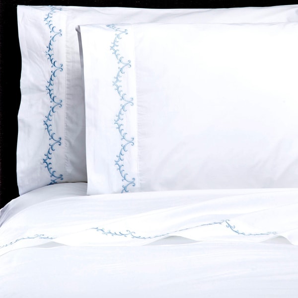Laurel Embroidery Percale Cotton Sheet Sets