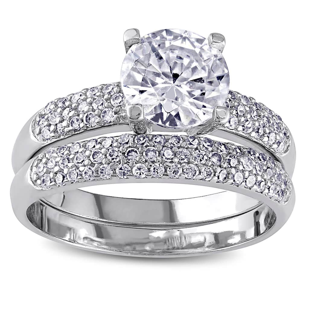 Miadora Sterling Silver Cubic Zirconia Bridal Ring Set