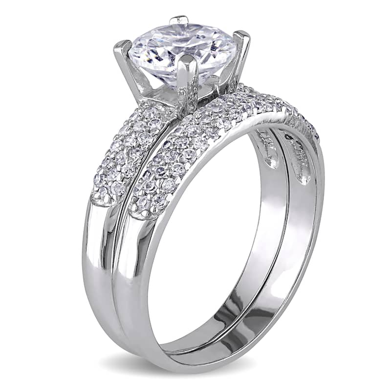 Miadora Sterling Silver Cubic Zirconia Bridal Ring Set