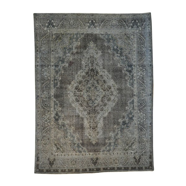 Overdyed Worn Persian Tabriz Oriental HandKnotted Refurbished Rug (9'2 x 12'4) Free Shipping