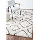 preview thumbnail 1 of 1, Nuloom Ivory/Brown Soft and Plush Moroccan Trellis Shag Rug