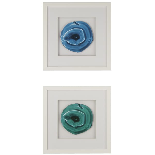 Shop Brazilian Agate Matted Glass Shadow Box with Simulated Stone Wall Art (Set of 2) Free