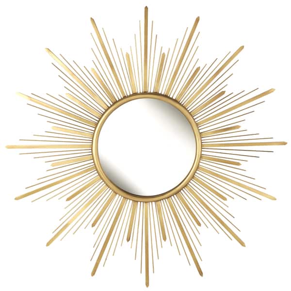 slide 1 of 1, Gold Starburst Metal Wall Mirror