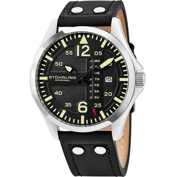 Stuhrling Original Men's Quartz Leather Strap Watch