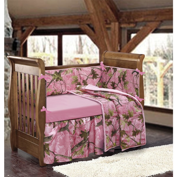 Shop HiEnd Accents Girls' Pink Camo Crib Bedding Set - Free Shipping