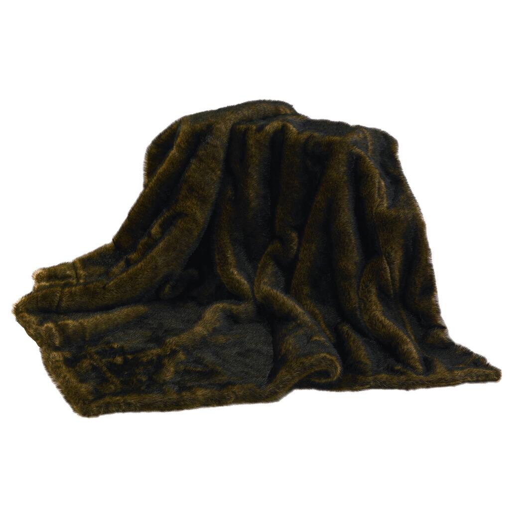HiEnd Accents Brown Mink Faux Fur Throw