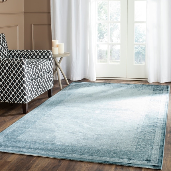Safavieh Vintage Oriental Dark Blue/ Light Blue Distressed Silky Viscose Area Rug - 8' X 11'