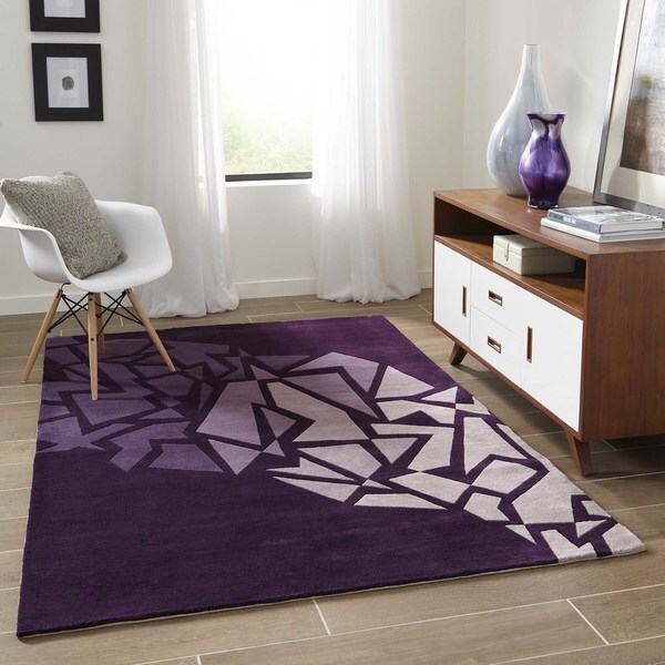 Momeni New Wave Purple Hand-Tufted and Hand-Carved Wool Rug - 7'6" x 9'6"