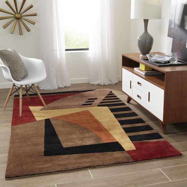 Momeni New Wave Black Hand-Tufted and Hand-Carved Wool Rug