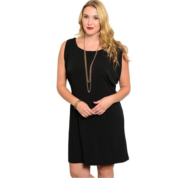 Shop The Trends Womens Plus Size Black Sleeveless Short Shift Dress