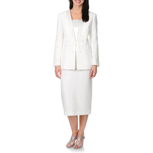 Mia-Suits Collection Women's White Brocade and Rhinestone Pattern 2 ...
