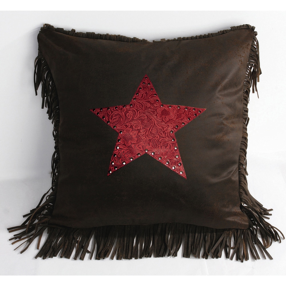 HiEnd Accents Faux Leather Cowhide and Concho 18in Square Throw Pillow