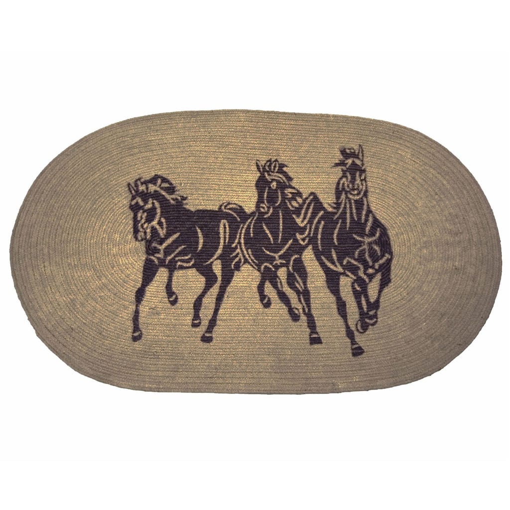 HiEnd Accents Three Horse Jute Light Chocolate Acrylic Rug