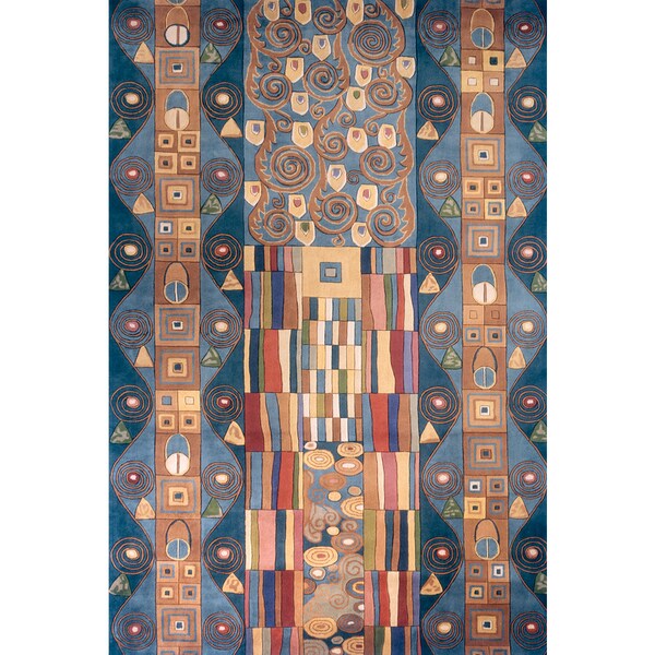 Momeni New Wave Blue Hand-Tufted and Hand-Carved Wool Rug