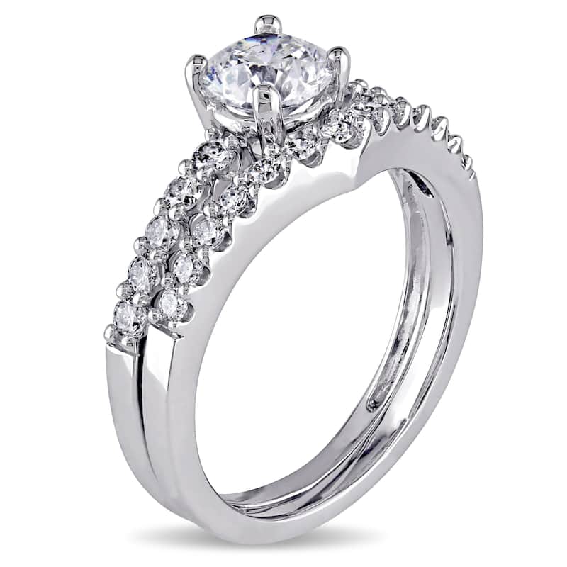 Miadora Signature Collection 14k White Gold 7/8ct TDW Diamond Bridal Ring Set