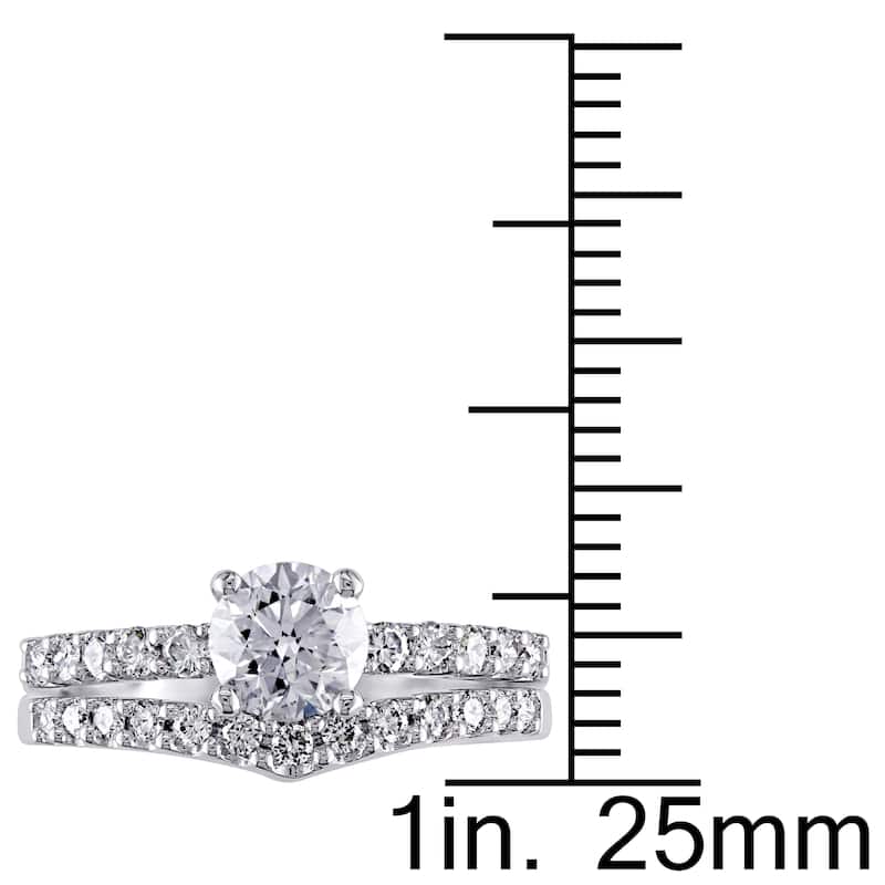 Miadora Signature Collection 14k White Gold 7/8ct TDW Diamond Bridal Ring Set