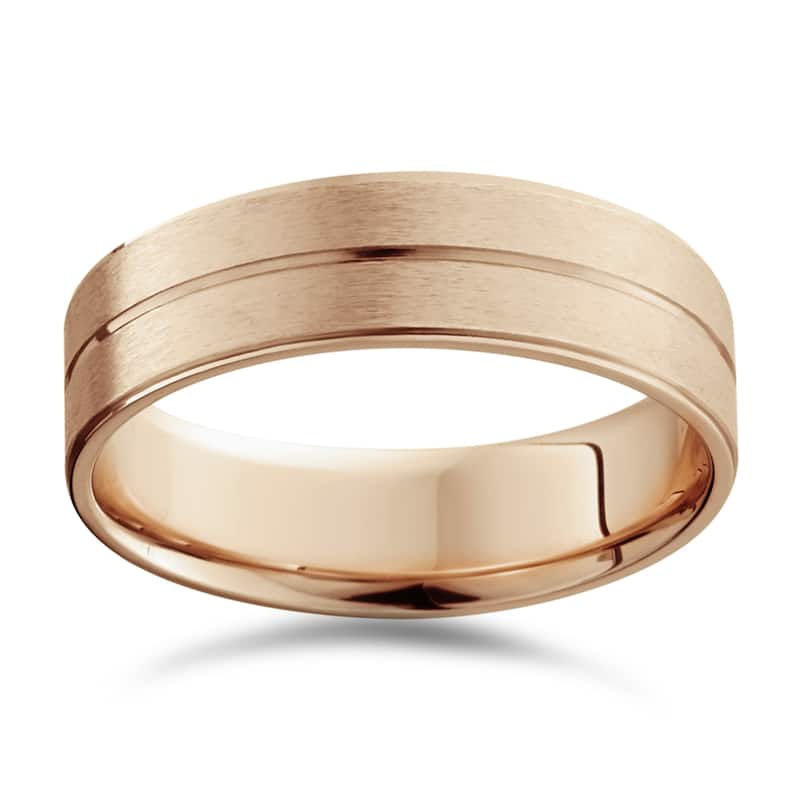 Bliss 14k Gold Men's Flat 6mm Brushed Wedding Band