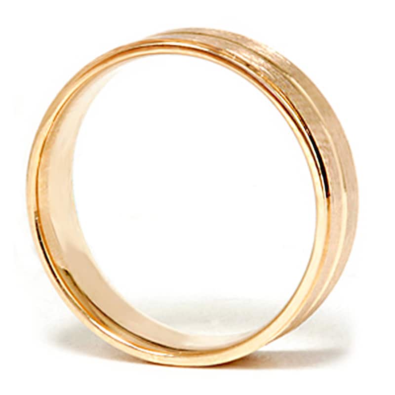 Bliss 14k Gold Men's Flat 6mm Brushed Wedding Band