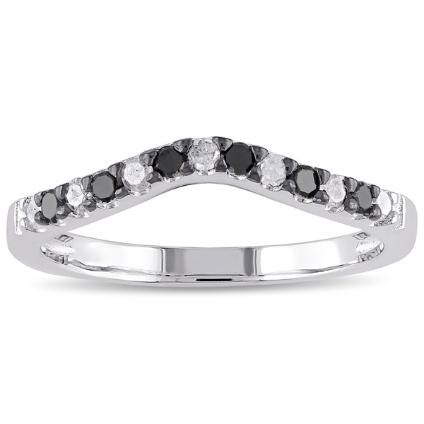 Haylee Jewels Sterling Silver 1/4ct TDW Black and White Diamond Curved