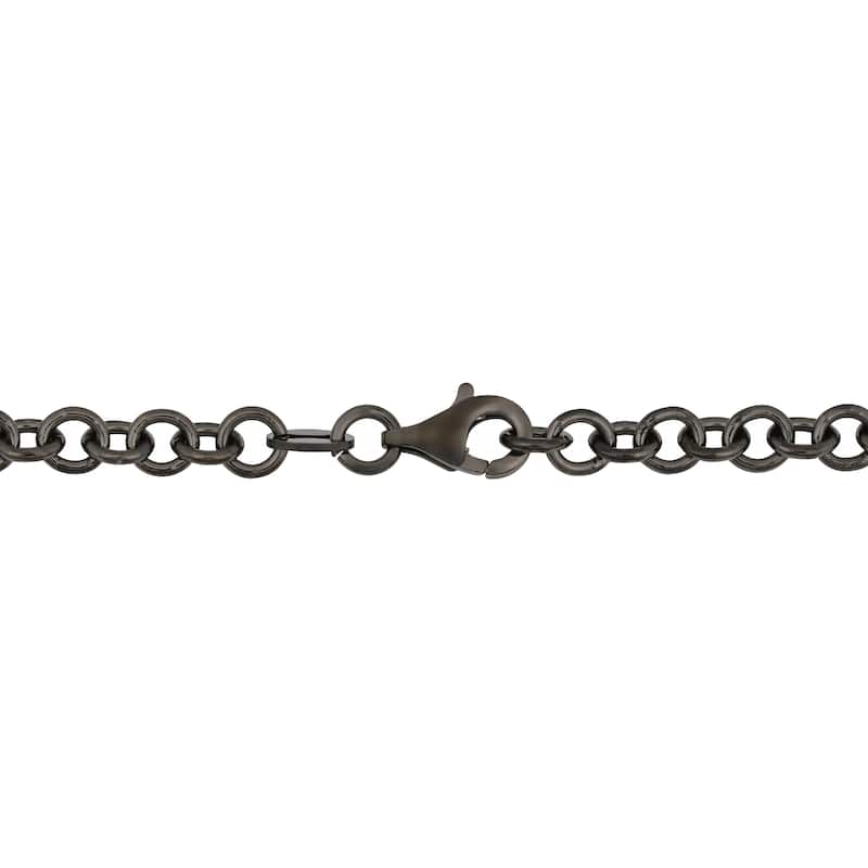 Fremada Black Ruthenium over Sterling Silver 4mm Hollow Forzatina Link Chain Necklace
