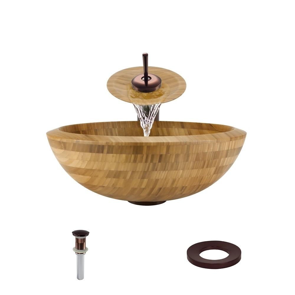 890 Bamboo Vessel Bathroom Sink With Oil Rubbed Bronze 890 Bamboo Vessel Bathroom Sink