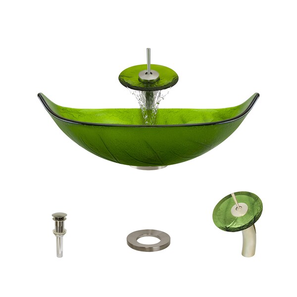 Mr Direct 609 Colored Glass Vessel Sink With Brushed Nickel