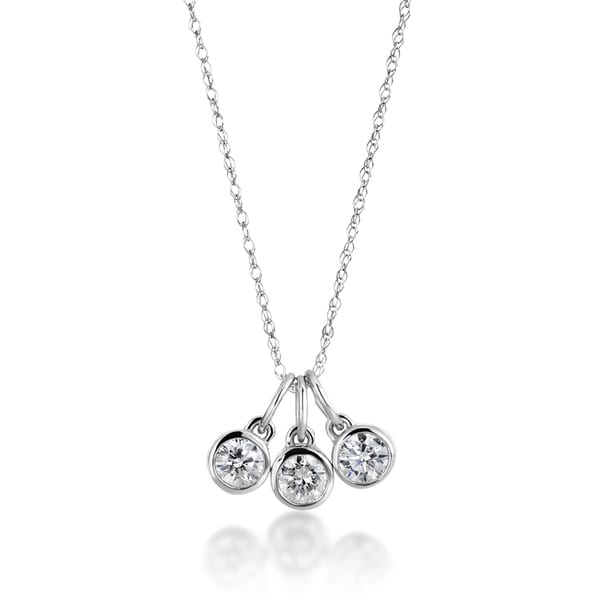 3 stone drop diamond necklace