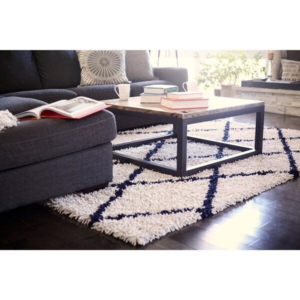 Jani Ivory and Navy Blue Eco Silky Shag