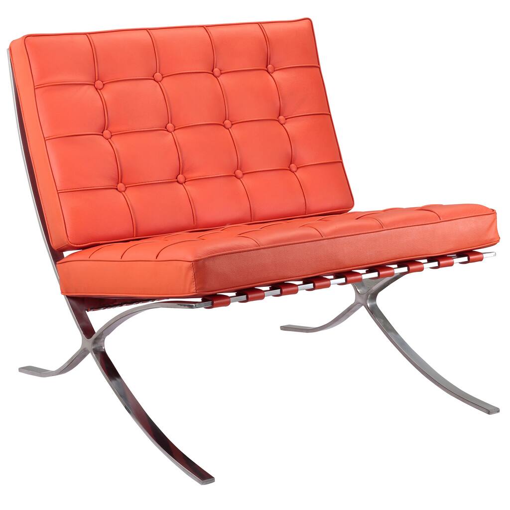 Orange Italian Leather Lounge Chair