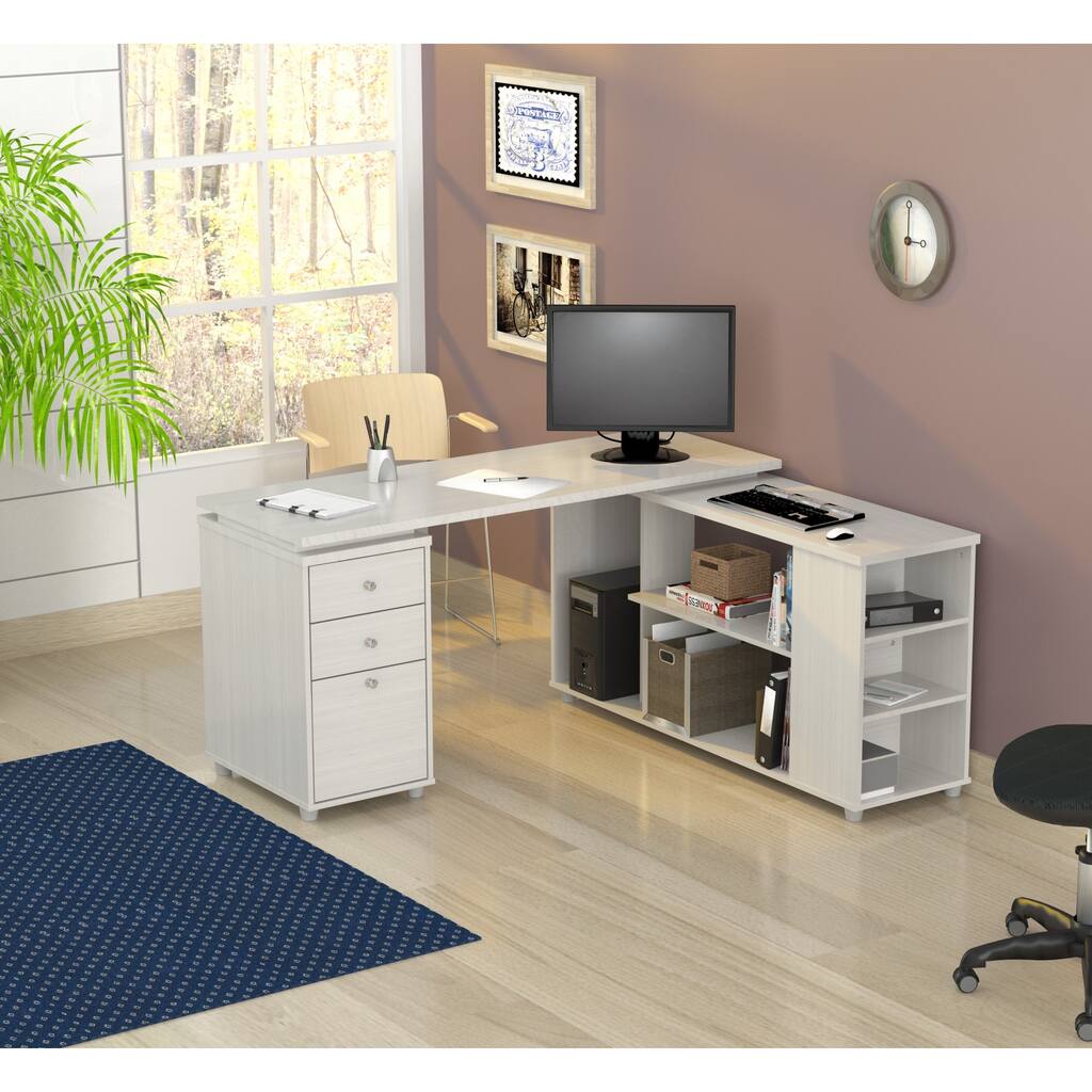 Inval L-shaped Computer Workstation Desk