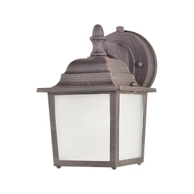 Maxim Rust Die Cast Aluminum Frosted Shade Side Door EE 1-light Outdoor Wall Mount