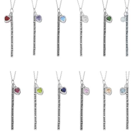 Fremada Rhodium-plated Sterling Silver 'Love You to the Moon and Back' Birthstone Necklace