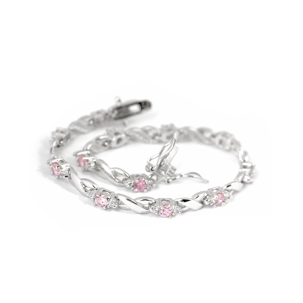 Platinum Plated Unique Design With Round Cut Black Cubic Zirconia Bracelet B842