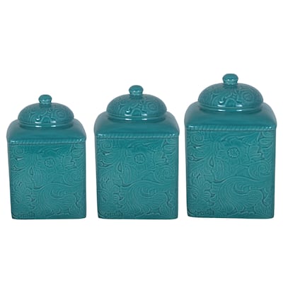 HiEnd Accents Savannah Turquoise Canister 3-piece Set