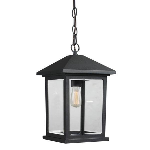 slide 1 of 1, Avery Home Lighting Portland 1-light Matte Black Outdoor Pendant