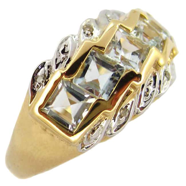 Kabella 14k Yellow Gold Aquamarine Diamond Accent Ring (Size 7 only)