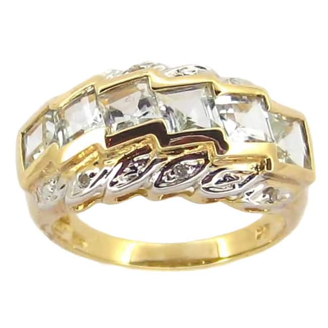 Kabella 14k Yellow Gold Aquamarine Diamond Accent Ring (Size 7 only)