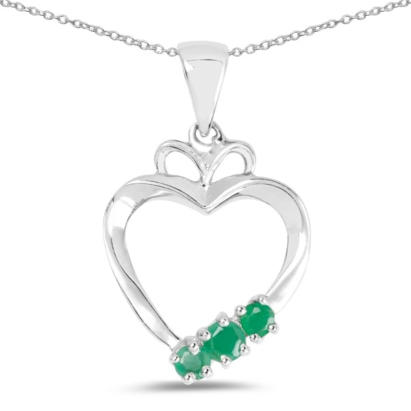Malaika 0.24 Carat Genuine Emerald .925 Sterling Silver Pendant. Opens flyout.