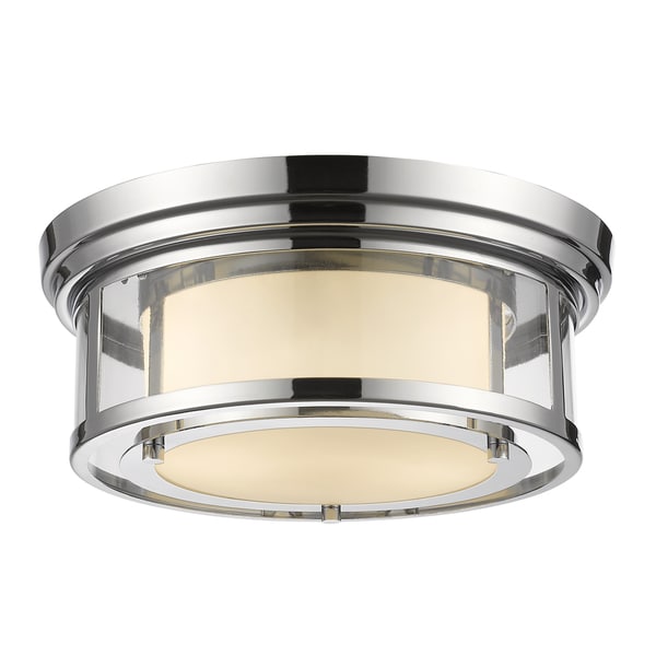 Lite Luna 2 light Bronze with Matte Opal Glass Shade Flush Mount