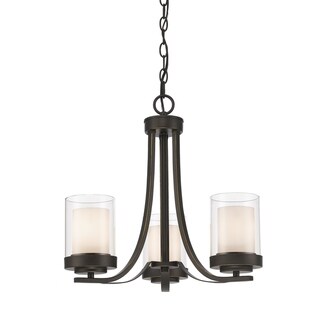 Avery Home Lighting Willow 3-light Olde Bronze Inner Matte Opal and Outer Clear Chandelier